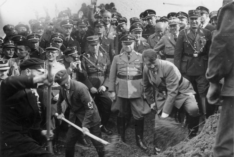 Hitler at a ground breaking ceremony for the completed Reichsautobahn highway section