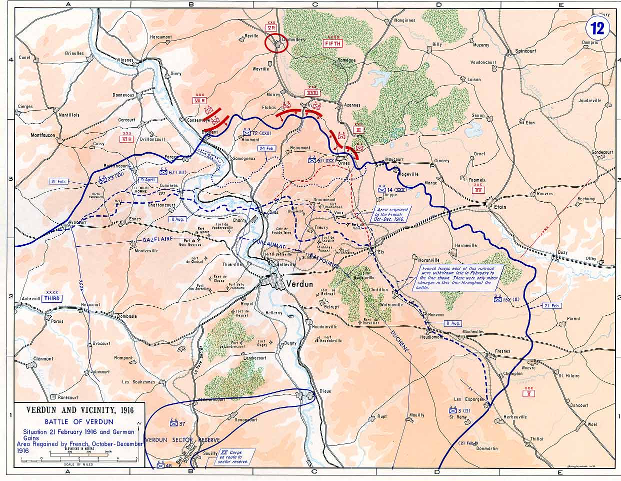 Map of the battlefield at Verdun.