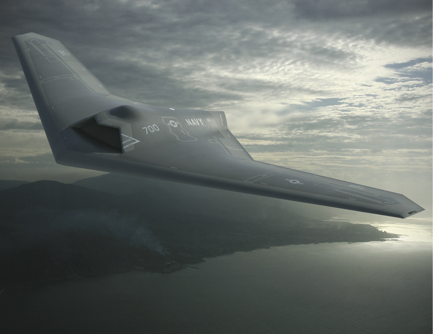 On April 8, 2013, Lockheed Martin Skunk Works introduced its entry into the U.S. Navy's Unmanned Carrier Launched Surveillance and Strike (UCLASS) program. The single engine aircraft concept, sometimes referred to as "Sea Ghost". It features advanced signature control with multi-spectral stealth, communications, and bandwidth management to prevent enemy detection.